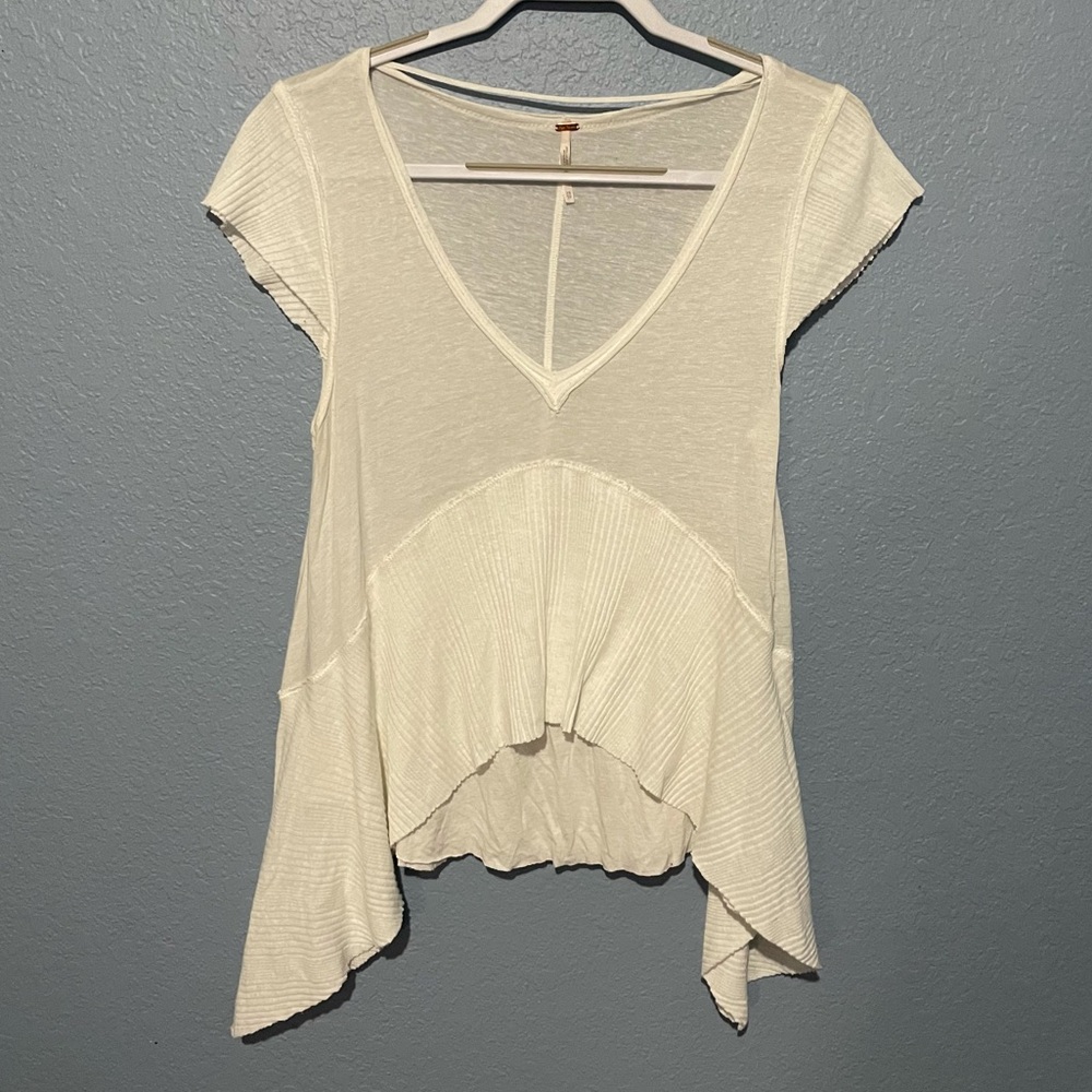 Free People White Mary Anne Tiered Short Sleeve Top